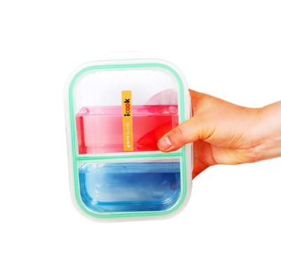 China High Borosilicate Freshness Preservation Full Glass Compartment 3 Bento Box Airtight Food Storage Container for sale