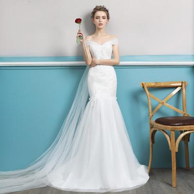 China XMN Anti-Static New Arrival Elegant Korea Style Off The Shoulder Lace Fish Tail Wedding Dress / Bridal Dress for sale