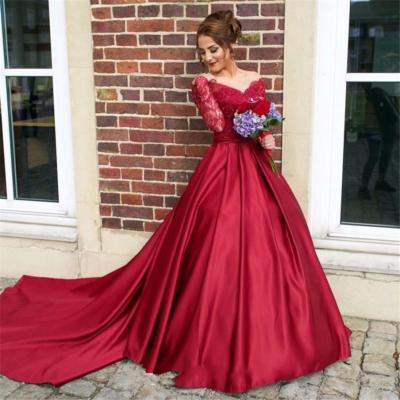 China Breathable Red Color Plus Size V Neckline Lace Up Backless Sheath Long Lace Wedding Party Dresses For Women for sale