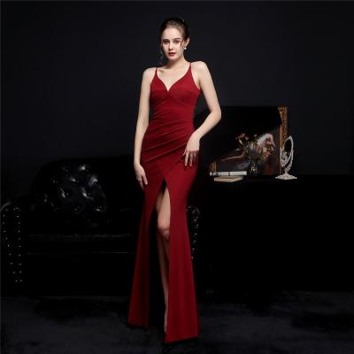 China 2021 Anti-Static New Design Beading V-Neck Satin Crystal Bridesmaid Dresses for sale