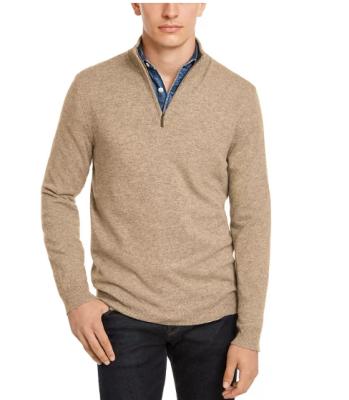 China Luxury Anti-pilling Mens Quarter-Zip Cashmere Sweater for sale