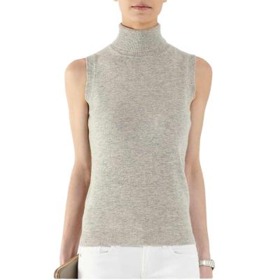 China Anti-Wrinkle Turtle Neck Sleeveless Slim Fit Cashmere Tops for sale