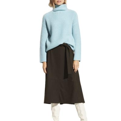 China Anti-pilling Turtle Neck Ribbed Knit Chunky Cashmere Sweater for sale