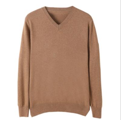 China Customized 70% Merino wool 30% cashmere V collar anti-pilling cashmere knit sweater for men for sale