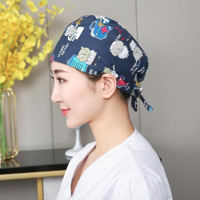 China Hospital Printed Doctor Custom Scrub Medical Nursing Cap Hospital Pet Pharmacy Cap Nurse Hats Cotton Unisex Wholesale for sale