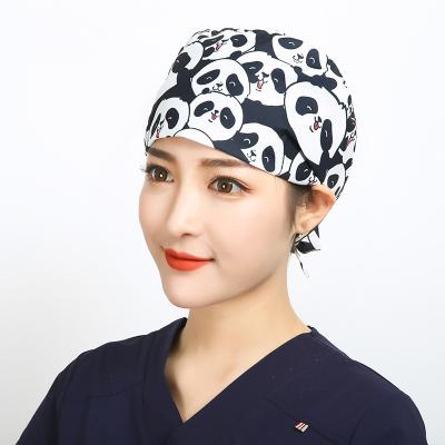 China New Hospital Nurse Accessories Print Surgical Medical Cap Hospital Veterinary Nurses Scrub Hats Pet Veterinary Pharmacy Work Cap for sale