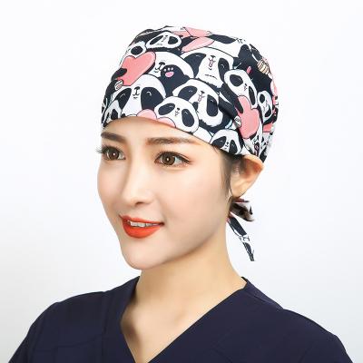 China Bloating Hospital Women Scrub Hats Printed Cotton Headband Adjustable Caps Nursing Caps for sale