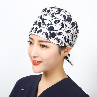 China Breathable Hospital Scrub Hat Hospital Work Hat Uniform Casual Outdoor Nurse Hat PRINT 100% Cotton for sale