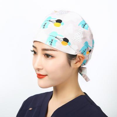 China Custom Unisex Hospital Cartoon Printing Working Adjustable Nurse Uniform Surgical Caps Hair Caps Doctor Hair Hat Unisex for sale