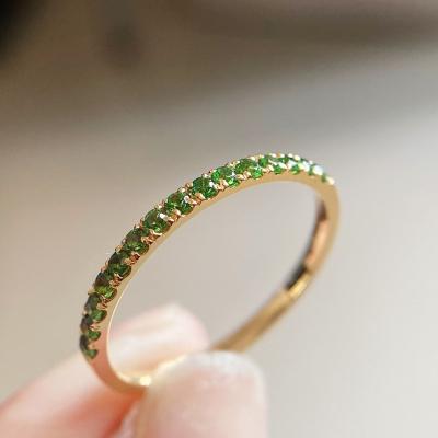 China Lerca Romantic Wholesale Tasty Stacking Ring 18kt Gold 0.27ct Tsavorite Wedding Band Eternity Pave Ring For Women for sale