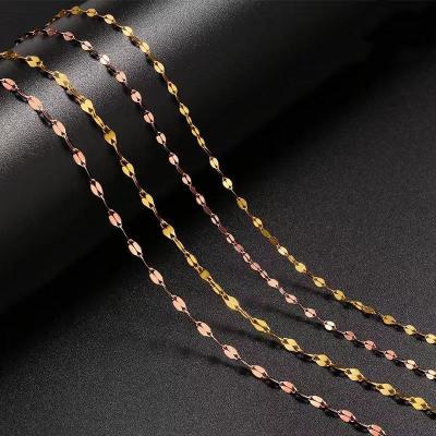 China Wholesale Lerca AU750 18K Gold 14K Yellow Solid Gold Lip Chains Pure Jewelry Necklace Real Kolye Chains For Women for sale