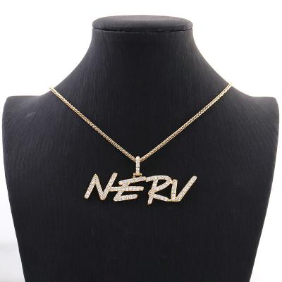 China Lerca FASHION Custom Letter Name Pendant Ice Out Diamond Moissanite Hip Hop Pendant 14K Gold Plated Name Men's Necklace Jewelry for sale