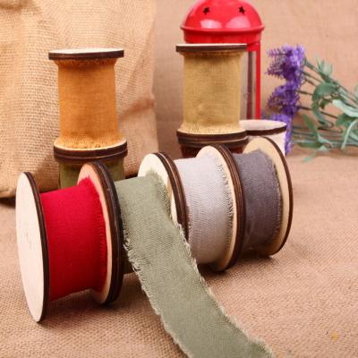 China Rustic Fringed Ribbon 50mm Eco-Friendly Solid/Vintage Color Edge Cotton Country-chic for sale