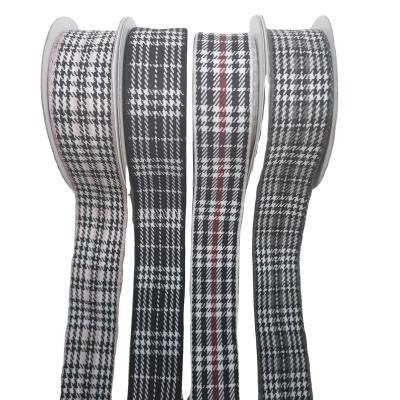 China Durable Garment Jacquard Polyester Dogtooth Check Ribbon for sale