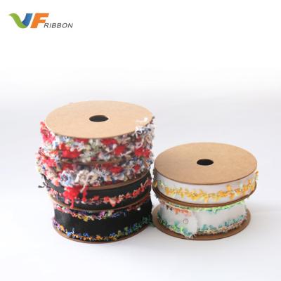 China Viable Wholesale Plant 15MM Flower Trim Decoration On Ribbon For Garment for sale