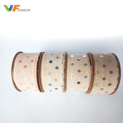 China 2020 35mm Eco-friendly Hot Selling Embossed Burlap Custom Printed Ribbon for sale