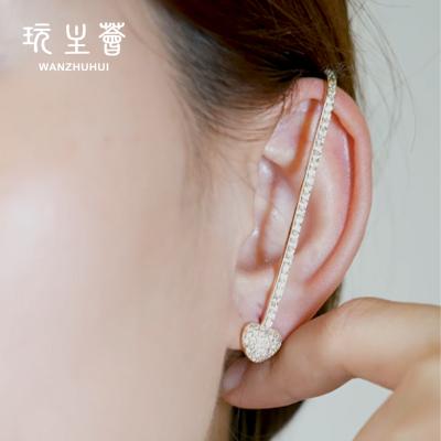 China New Design FASHIONABLE Heart Shape Gold Plated Shiny Cubic Zirconia Setting Sting Earrings for sale