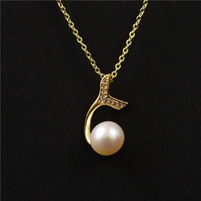 China FASHIONABLE 18k Gold Plated Jewelry Vendors Tasty Goldfish Tail Pearl Necklace Pendant Tasty Zircon for sale