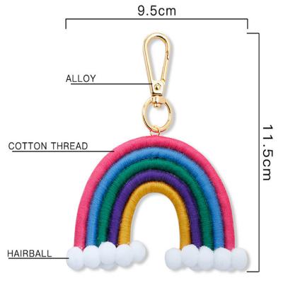 China Handmade 21g Cotton Yarn Hairball Bag Of Life Charms Rainbow Macrame Key Chain for sale