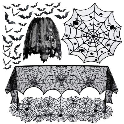 China Decoraive Amazon Sells Halloween Party Black Spider Lace Tablecloths Tablecloths Home Decor Decorations Tableware for sale