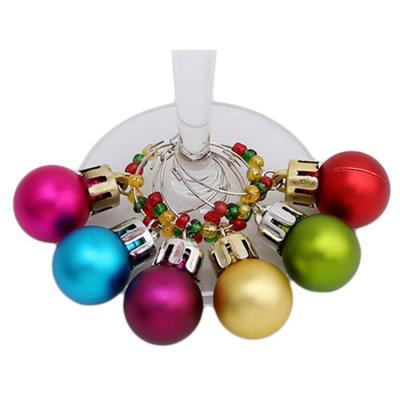 China Red Christmas Table Decoration Glass Ring Ball for Wine Bottle Decorations for sale