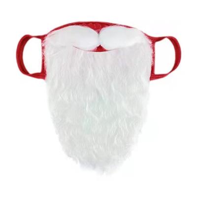 China 2021 Funny Beard Xmas Santa Face Mask For Christmas Party Costume Holiday 30*20cm for sale