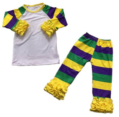 China Spandex/Cotton 2021 Holiday Baby Kids Baby Legging Ruffle Outfit New Style Longsleeve Clothing Sets for sale