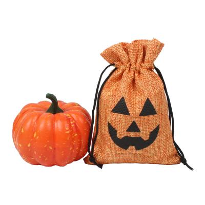 China Dress Up Halloween Gift Bag Party Jute Pumpkin Ghost Trick or Treat Paper Halloween Candy Bag for sale