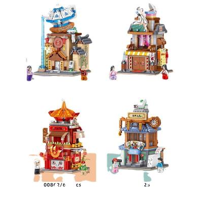 China Construction Toy Zhegao 00860 Street View Series Mahjong Hall Hanzhuang Store Hot Pot Antique Plastic Building Block 00863 Series For Children for sale