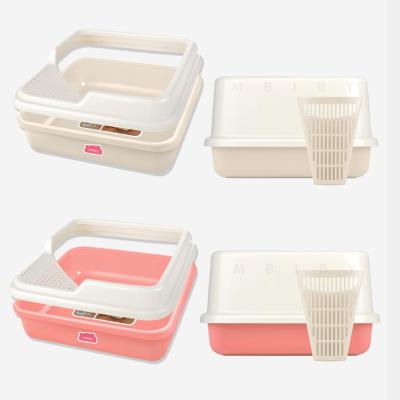 China Hot Selling Pet Toilet Partially Enclosed Leakproof Basin Stocked Cat Litter Box for sale