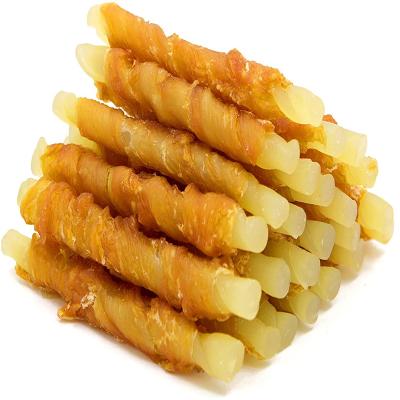 China Good Sustainable Price New Design Soft Chewy Treats For Dog Training Training Puppy Treats Chicken Wrapped Cod Sticks Chews Snacks for sale