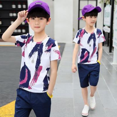 China Kids Casual Summer Multi Color Cotton Clothing Set T-shirt And Shorts Little Boys Clothing for sale