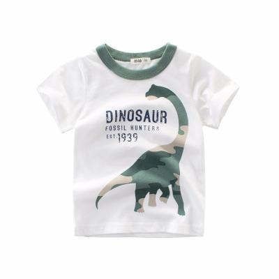 China Fashionable and Cartoon Breathable Clothes with Dinosaur Prints Summer T Shirts for Boys for sale