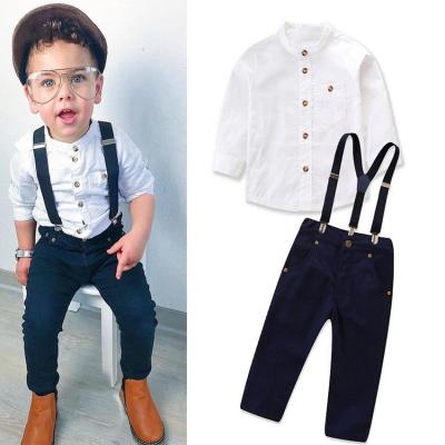 China New Formal Fashion Summer White Shirt Leisure Strap Boy Clothes Sets for sale