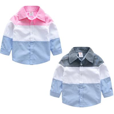 China Anti-shrinkage increase 100% cotton boys casual shirt kids long sleeve patchwork custom fancy solid shirts for sale