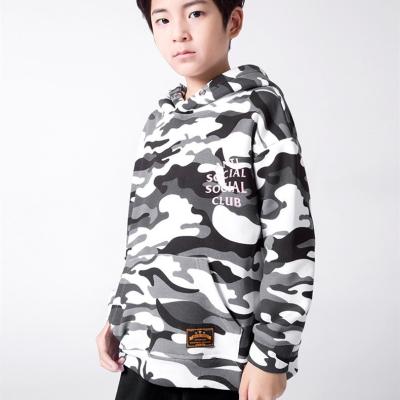 China New Regular Stylish Letter Printed Camouflage Hooded Baby Boy's Sweatshirt With Pocket for sale