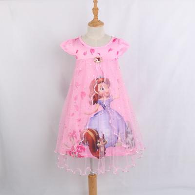 China Hot Sale Washable Cartoon Toddler Princess Mesh Costume Baby Short Sleeve Dress for sale