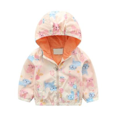 China Viable Autumn Cartoon Printed Outwear Little Girls Kids Zipper Hooded Jacket for sale