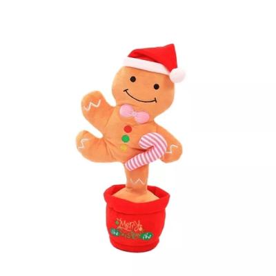 China Children's Toys Christmas English Dancing Plush Toys Electric Shake Plush Recording Ginger Bread Dancing Cactus Stuffed Anime Plush Toys for sale