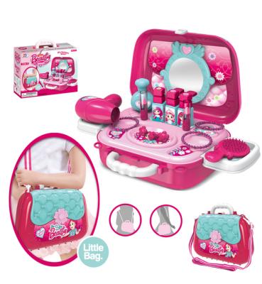 China Plastic Toddler Kid Makeup Set For Girls Lipstick Pretend Play Kit Toy Make Up Bag For Cosmetic Kit With Nail Polish for sale