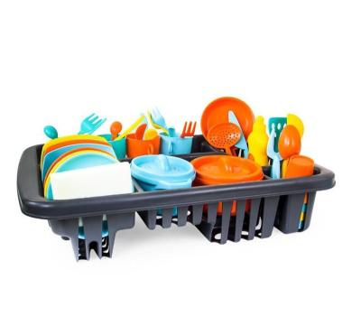 China Eductional preschool toys kids cooking play toys kitchen set dishes with cups fork for pretend play toy for sale