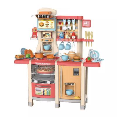 China Early Educational Big Size Plastic Kids Kitchen Home Toys Cooking Sets with Light and Music Pretend Play Cooking Food Utensils Toys for sale