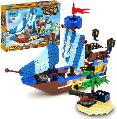 China The plastic pirate ship play set with 3 educational pirate figures building block the best toys gift for boys for sale