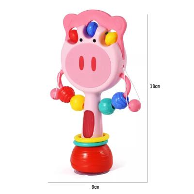 China ABS Plastic High Quality Soft Baby Teether Music Rattle Dining Table Animal Sound Lovely And Light Rattle Toy For Kids for sale