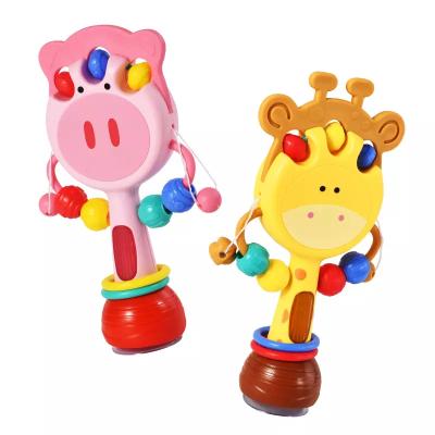 China Baby Toy Silicone Baby Teether Chew Dining Table Suction Cup Soft Musical Baby Rattle Educational Interactive Rattle Toy For Kids for sale