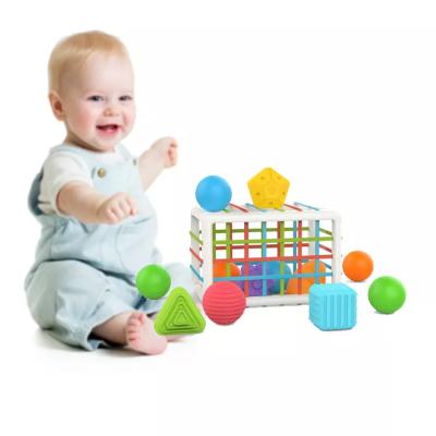 China Baby Shape Matching Toy, Sensory Sorting Bin with Elastic Bands, Colorful Bands Shape Sorter Sorting for Ages 10 Months HE0289 for sale