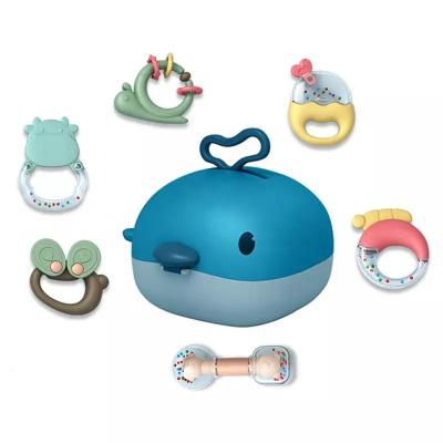 China STUFFED portable storage box boiled soft silicone teething game set baby rattles and teethers toys on sale for sale