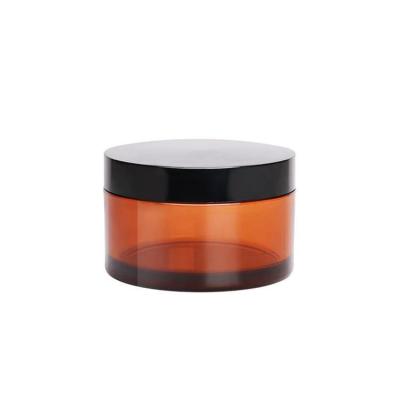 China BEAUTY PACKAGING Black And Gold Pet Cosmetic Plastic Jars With Gold Lids Cap for sale