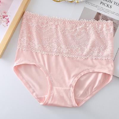 China New fashion style romantic lace lady breathable cotton women underwear hippie high waisted panties pink for sale