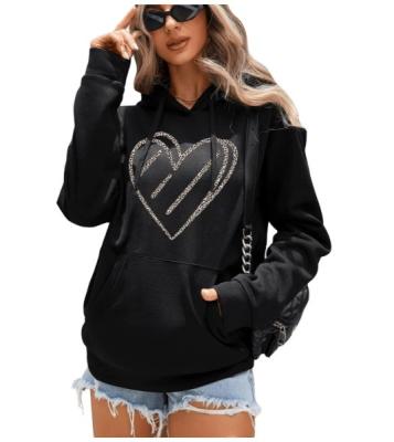 China Custom Women's Hoodie Sweatshirt Heart Shaped Printed Casual Long Sleeve Tops Anti Shrink And Various Patterns for sale